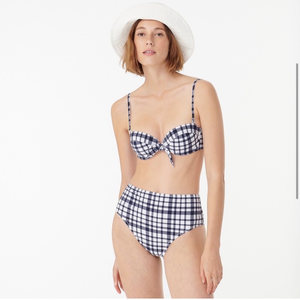 J Crew Plaid High Waisted Retro Bikini Bottoms